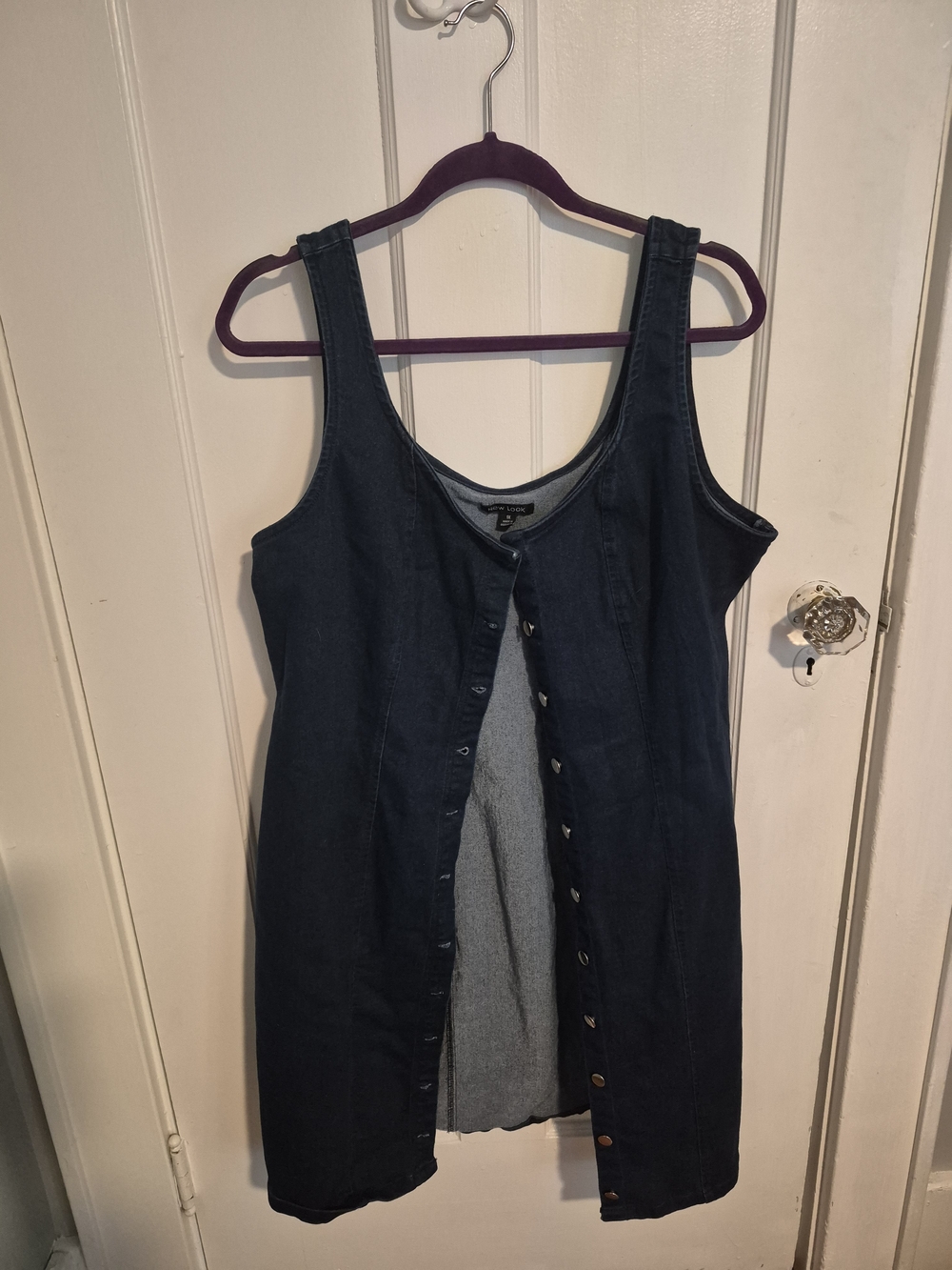 Dark Indigo Button-Front Denim Dress